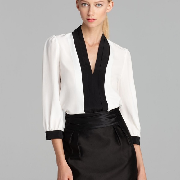 kate spade Tops - Kate Spade Livy Silk Black And White Blouse